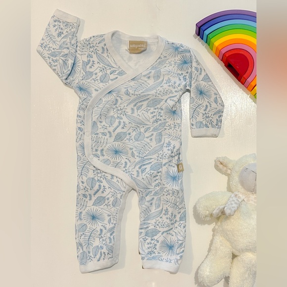 Babyushka Kimono-style Onesie 0000 - Blue Small Newborn Premature Baby Preloved - Picture 2 of 5